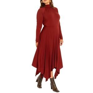ELOQUII Women's Plus Size Pleated Skirt Raglan Dress, Size XL